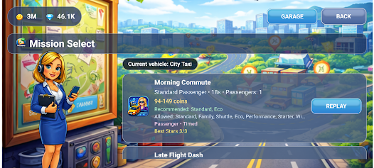 Cab Boss mission selection screen