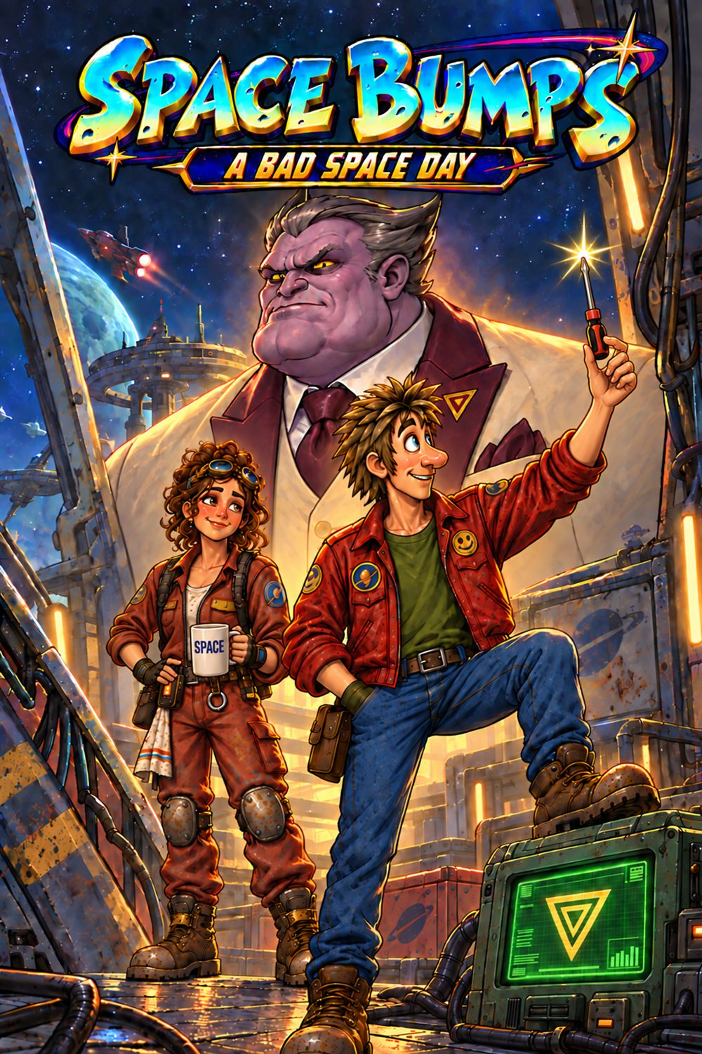 Illustrated cover art for Space Bumps: A Bad Space Day
